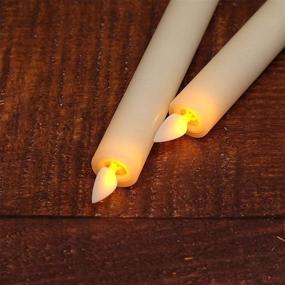 img 3 attached to 🕯️ DRomance Flameless Taper Candles: Remote, Timer, LED Flickering, Real Wax | Set of 2 Ivory Window Decoration