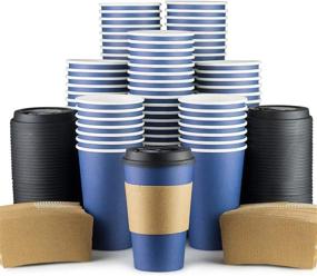 img 3 attached to Premium Disposable Coffee Cups with Lids - 16 oz To Go Coffee Cups (90 Set) | Sleek Design, Leak-Proof Tight Lids, and Insulated for Hot or Cold Drinks | Includes Sleeves for Extra Comfort and Protection