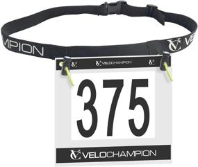 img 4 attached to 🏃 VeloChampion Adjustable Running, Triathlon, Marathon Number Belt - No Pins Required! Ideal for Men &amp; Women