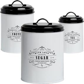 img 4 attached to Baie Maison White Farmhouse Kitchen Canister Set Metal Food Storage Container Jars Storage & Organization