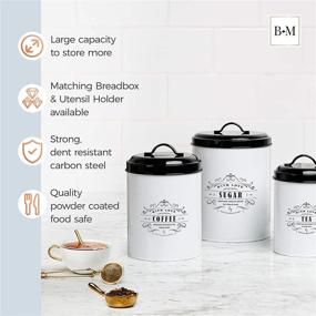 img 2 attached to Baie Maison White Farmhouse Kitchen Canister Set Metal Food Storage Container Jars Storage & Organization