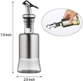 img 1 attached to 🍶 Premium FARI Stainless Steel Olive Oil Dispenser Bottle – 7oz Glass Cooking Oil & Vinegar Cruet for Kitchen and BBQ