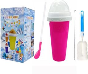 img 4 attached to Portable Slushy Maker Cup - Squeeze Ice Cup for Smoothies - Double Layered 🥤 Silica Travel Cup ideal for DIY Slushies - Ice Cup for Kids and Adults (Pink)