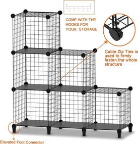 img 1 attached to 📚 Versatile 6 Cube Wire Storage Shelves - Perfect Organizer for Books, Toys, Clothes, and Tools