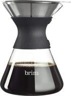 ☕ набор для заваривания кофе brim pour over - готовьте богатый, полнотелый кофе каждый раз! включает стеклянную кувшинку, мерную ложку, силиконовый чехол и экологический многоразовый фильтр - черный. логотип