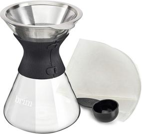 img 3 attached to ☕ Набор для заваривания кофе Brim Pour Over - Готовьте богатый, полнотелый кофе каждый раз! Включает стеклянную кувшинку, мерную ложку, силиконовый чехол и экологический многоразовый фильтр - черный.