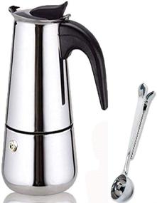 img 4 attached to Stainless Steel Stovetop Moka Coffee Pot - Espresso Maker with Scoop and Percolator