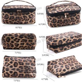 img 3 attached to 🐆 Stylish and Practical 3 Pack Leopard Makeup Bag Travel Toiletry Bags for Women and Girls - Portable Cosmetic Pouch Organizer with Brush Holders, Gold Zipper, and Waterproof Storage Case