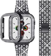 💎 повязка beuxece bling band совместима с apple watch для женщин со стеклом 38мм/40мм/42мм/44мм, серии iwatch 6/se/5/4/3/2/1, металлическим браслетом с ювелирными камнями и браслетом с ремешком из кристаллов, черным цветом (38мм). логотип