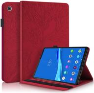 📱 red pu leather folio stand cover case with pencil holder and card slot for lenovo tab m10 fhd plus (2nd gen) tb-x606f / tb-x606x tablet (10.3 inch, 2020 model) logo