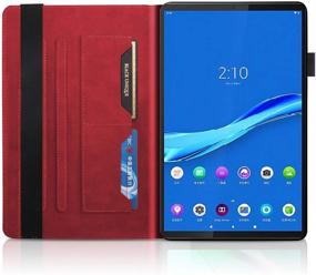 img 2 attached to 📱 Red PU Leather Folio Stand Cover Case with Pencil Holder and Card Slot for Lenovo Tab M10 FHD Plus (2nd Gen) TB-X606F / TB-X606X Tablet (10.3 inch, 2020 Model)