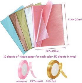 img 3 attached to Christmas Wedding Party Decor: 50 Sheets of Bulk Tissue Paper with 2 Rolls of Thin Ribbon - Arts, Crafts, DIY Art Tissue Paper - Size 27.6" x 19.7" and 25 Yards/Roll