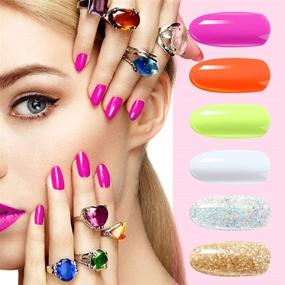 img 3 attached to 💅 Ab Gel One Step Gel Nail Polish Kit with UV Light, Multi-color Glitter White Orange Fluorescent Green Hot Pink Soak Off Gel Nail Polish Set, At-Home All in One Manicure Starter Kit