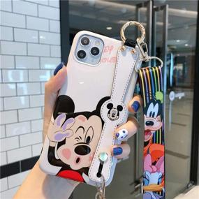 img 2 attached to 🐭 MC Fashion iPhone 11 Case - Cute Cartoon Glossy Case with Neck Strap and Hand Grip, Full-Body Slim Fit Soft TPU Protective Case for iPhone 11 6.1 inch 2019 (Mickey Mouse)