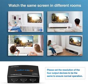 img 1 attached to 🖥️ AVEDIO 4K@60Hz HDMI Splitter 1x4 - Distributor for Dual Screen Display, Full HD 1080P 3D Support, Compatible with HDTV, DVD, PS5, Projector