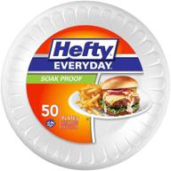 тарелки из пены hefty everyday - белые, прочные, водонепроницаемые, 9 дюймов, 50 штук. логотип