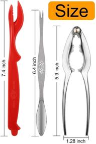 img 3 attached to 🦞 Набор инструментов для расколки морепродуктов из 12 предметов с 3 расколками, 3 шеллерами для морепродуктов, 3 вилками из нержавеющей стали и 3 слюнявчиками для лобстеров.