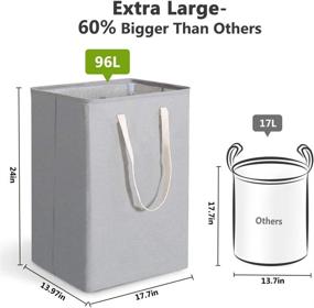 img 3 attached to 🧺 Tribesigns 96L Extra Large Collapsible Laundry Hamper with Handle, 4 Detachable Rods - Cotton Linen Foldable Basket for Bathroom Storage, Toys, and Clothes