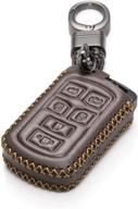 vitodeco genuine leather smart key keyless remote entry fob case cover with key chain compatible with toyota sienna 2011-2020 (6 buttons logo