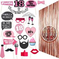 🎉 rose gold 18th birthday party supplies & decorations - glittery 18 photo booth props, backdrop props photos, real glitter - perfect party ideas for eighteenth celebration logo