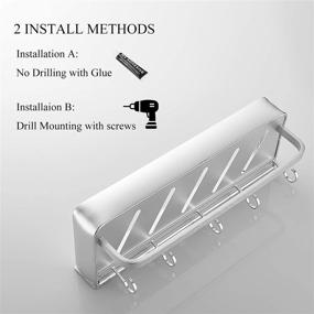 img 3 attached to 🛁 Delysia King Bathroom Shelves with Towel Bar and 5 Hooks - Metal Wall Mounted Shower Storage Organizer, Set of 2 (Silver)