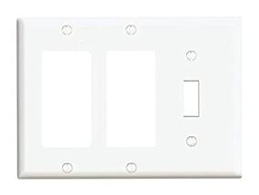 img 2 attached to Leviton 2 Decora GFCI Device Combination Wall Plate - 1-Toggle 3-Gang 003-80431-00W