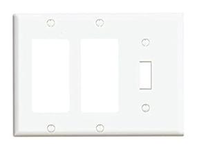 img 4 attached to Leviton 2 Decora GFCI Device Combination Wall Plate - 1-Toggle 3-Gang 003-80431-00W