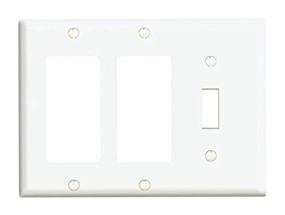 img 3 attached to Leviton 2 Decora GFCI Device Combination Wall Plate - 1-Toggle 3-Gang 003-80431-00W