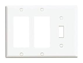 img 1 attached to Leviton 2 Decora GFCI Device Combination Wall Plate - 1-Toggle 3-Gang 003-80431-00W