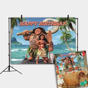 img 4 attached to 🌴 Botong 7x5ft Tropical Beach Ocean Moana Birthday Themed Backdrop Summer Beach Princess Girls Birthday Photo Backgrounds Happy Birthday Party Photo Booth Props Banner - th70-7x5FT