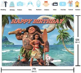 img 1 attached to 🌴 Botong 7x5ft Tropical Beach Ocean Moana Birthday Themed Backdrop Summer Beach Princess Girls Birthday Photo Backgrounds Happy Birthday Party Photo Booth Props Banner - th70-7x5FT