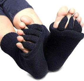 img 3 attached to 🧦 Aibearty 2 Pairs Yoga Sport Gym Five Toe Separator Socks: Prevent Foot Cramps & Relieve Pain with Foot Alignment Massage