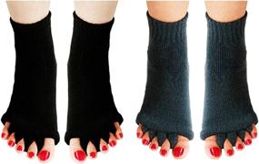 img 4 attached to 🧦 Aibearty 2 Pairs Yoga Sport Gym Five Toe Separator Socks: Prevent Foot Cramps & Relieve Pain with Foot Alignment Massage