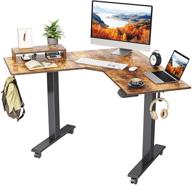 🖥️ fezibo l shaped electric standing desk - 48" dual motor corner sit stand desk for home office with rustic brown top and black frame логотип