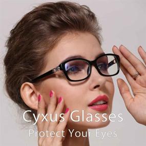 img 2 attached to Cyxus Blue Light Blocking Glasses: Stylish Square Nerd Eyeglasses with Non-prescription, Oversized Metal Frame for Women and Men (Black Frame)