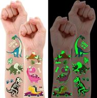 🦖 partywind luminous dinosaur decorations: glow-in-the-dark tattoos, games & favors for kids - t-rex themed birthday party supplies logo