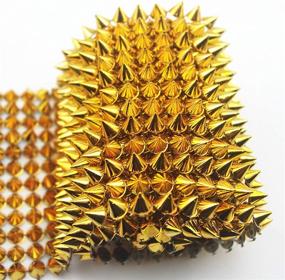 img 2 attached to 1 Yard Sew Stitch On Spike Stud Cone Flatback Punk Rock Trim with Mesh Bead Craft (Gold) - AEAOA