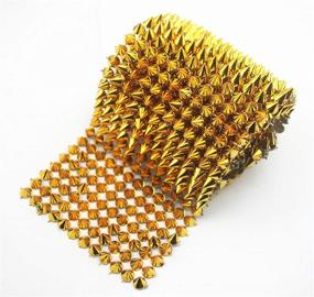 img 3 attached to 1 Yard Sew Stitch On Spike Stud Cone Flatback Punk Rock Trim with Mesh Bead Craft (Gold) - AEAOA