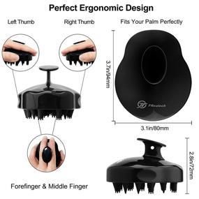 img 1 attached to 🔘FREATECH Обновленный массажер для волос и кожи головы с щеткой для шампуня - Двойные силиконовые щетинки для мягкого очищения, чувствительного ухода за кожей головы, стимуляции роста волос - Черный