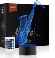 🎷 bedoo 3d lamp illusion night light: dimmable 16 color changing smart touch, perfect saxophone table light decoration gift for music lovers, boys, and men логотип