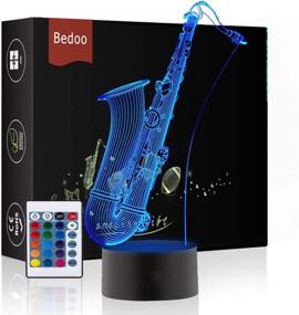 img 4 attached to 🎷 Bedoo 3D Lamp Illusion Night Light: Dimmable 16 Color Changing Smart Touch, Perfect Saxophone Table Light Decoration Gift for Music Lovers, Boys, and Men