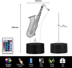 img 1 attached to 🎷 Bedoo 3D Lamp Illusion Night Light: Dimmable 16 Color Changing Smart Touch, Perfect Saxophone Table Light Decoration Gift for Music Lovers, Boys, and Men