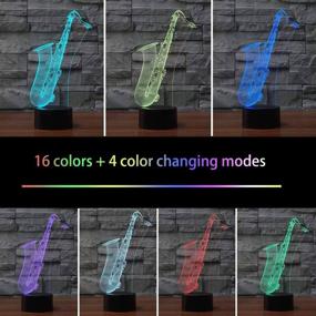 img 2 attached to 🎷 Bedoo 3D Lamp Illusion Night Light: Dimmable 16 Color Changing Smart Touch, Perfect Saxophone Table Light Decoration Gift for Music Lovers, Boys, and Men