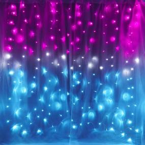 img 4 attached to Pink Teal Turquoise Blue Ombre Curtain Lights For Teen Girls Room Waterfall Led String Lights Hanging Fairy Lights Mermaid Nursery Kids Teen Room Bedroom Wall Window Decoration (Pink &Amp