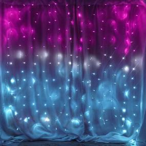 img 3 attached to Pink Teal Turquoise Blue Ombre Curtain Lights For Teen Girls Room Waterfall Led String Lights Hanging Fairy Lights Mermaid Nursery Kids Teen Room Bedroom Wall Window Decoration (Pink &Amp