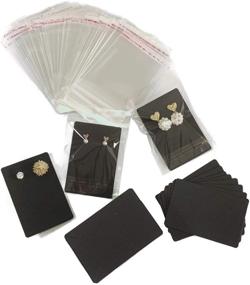 img 2 attached to 📦 Earring Cards: 150 Pcs Earring Display Cards with Self-Sealing Bags - Black, 3.5 x 2.4 Inches