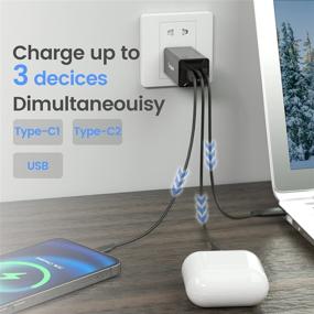 img 3 attached to 💡 High-Speed USB Charger, 65W 3 Port USB C Wall Charger Block with PD3.0 Protocol and 1.5m Cable – GaN Technology for iPhone 12/12 Mini/12 Pro, MacBook Pro, iPad Pro