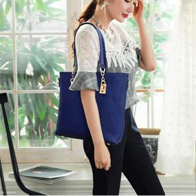 img 2 attached to 👜 Stylish and Practical 6PCS Women's Handbag Purse Backpack Set - Waterproof Shoulder Bag, Top-Handle Handbag, Tote Purse, Wallet, and Key Case Set