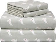 pointehaven velvet feel luxury cotton flannel sheet set, twin size with adorable bunny print, 180 gsm logo