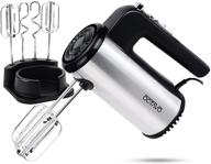 octavo electric hand mixer - powerful 5-speed turbo, 300w with storage base - stainless steel handheld mixer with egg beaters and hooks for whipping, mixing cookies, brownies, dough batters логотип